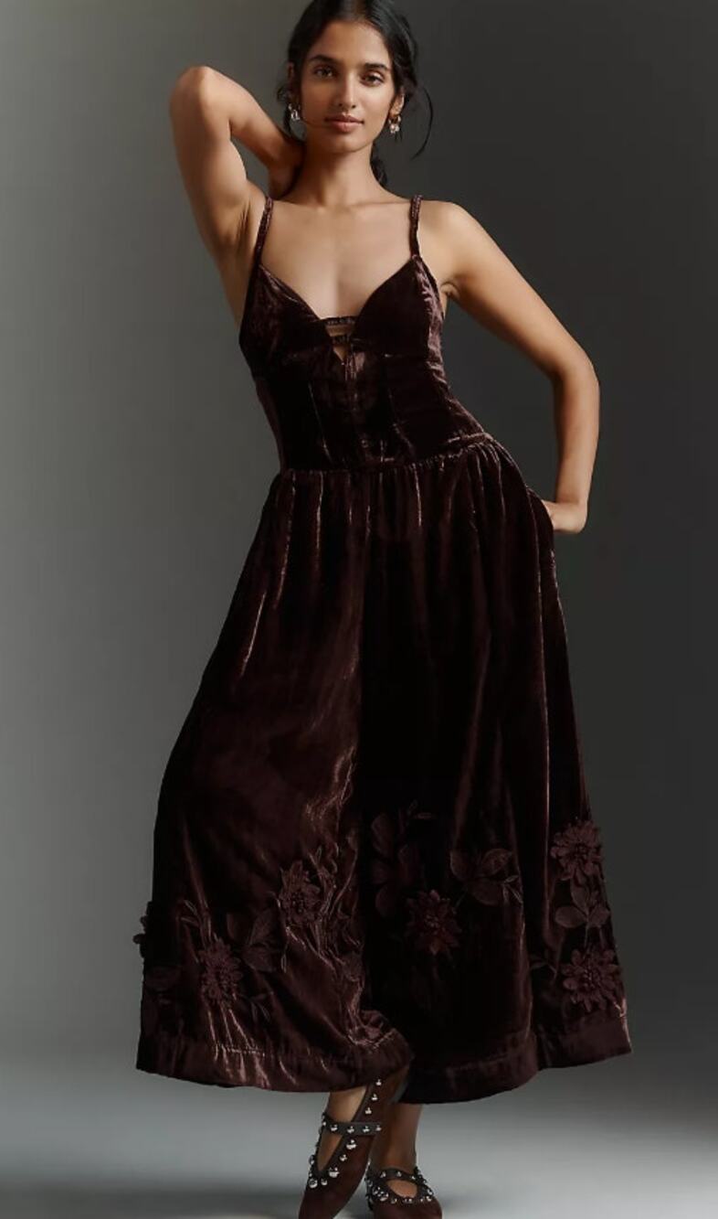 New Anthropologie Floral Velvet Jumpsuit - Size 4